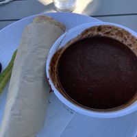 Vegan Portobello panini in a GF wrap instead & black bean soup at Pressed Cafe in Newton