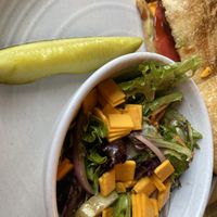 Same dish but with side salad and yes that’s vegan cheese!   at Pressed Cafe in Newton