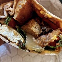 Vegan veggie breakfast burrito   at Pressed Cafe in Newton