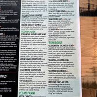 Vegan menu  at Pressed Cafe in Newton