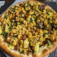 Huevos Rancheros pizza at Virtuous Pie in Victoria