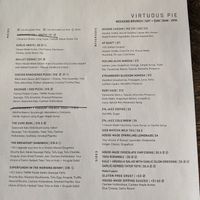 Brunch menu at Virtuous Pie in Victoria