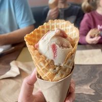 Jammie Hendrix - cinnamon with jam. The waffle cones are soooo good   at Virtuous Pie in Victoria