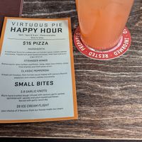 Strawberry lemonade and Happy Hour menu (April 2025) at Virtuous Pie in Victoria