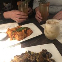 Cauliflower wings and brussel sprouts  at Virtuous Pie in Victoria