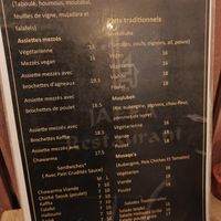 Menu at Jaffa in Brussels