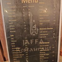 Menu at Jaffa in Brussels
