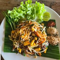Pad Thai with mushrooms and tofu at The Govinda Farm in Chiang Mai