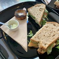 Sourdough sandwich & pastel de nata at Odete Bakery in Porto