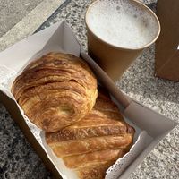 Two croissants   at Odete Bakery in Porto