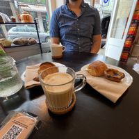 pasties and coffee   at Odete Bakery in Porto
