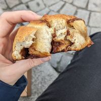 Cross section of cinnamon bun #Veganuary at Odete Bakery in Porto
