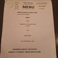 Menu at Odete Bakery in Porto