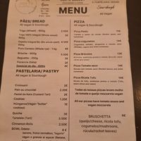 Menu at Odete Bakery in Porto