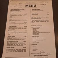 Menu at Odete Bakery in Porto