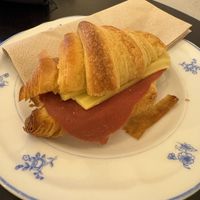 Croissant with cheese and ham   at Odete Bakery in Porto