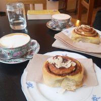 Oat flat whites and vegan cinnamon rolls at Odete Bakery in Porto