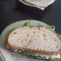 Abigail (🌟) and mediterranean sandwiches at Odete Bakery in Porto