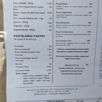 Menu at Odete Bakery in Porto