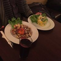 Vegan (mushroom) Ceviche and Vegan Causa at Los Cabos Puro Peru in Denver