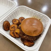 Jackfruit BBQ Sandwich & Friend Plantains    at Desmond's Island Soul Grill in Virginia Beach
