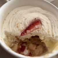 Strawberry banana pudding (inside)  at Desmond's Island Soul Grill in Virginia Beach