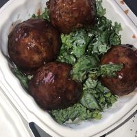 Lentil meatballs… never had anything like it before !!  at Desmond's Island Soul Grill in Virginia Beach