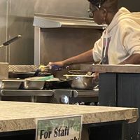 Cooking to orderr  at Desmond's Island Soul Grill in Virginia Beach