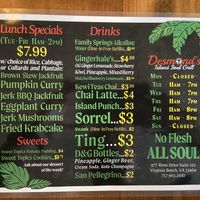 Menu, January 2020 at Desmond's Island Soul Grill in Virginia Beach
