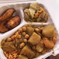 Pumpkin curry lunch plate  at Desmond's Island Soul Grill in Virginia Beach