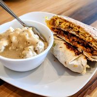 BBQ  Mac Crunchwrap at Flourish Plant-Based Eatery in Evansville