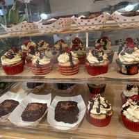 vegan brownies and banana-split cupcakes at Flourish Plant-Based Eatery in Evansville