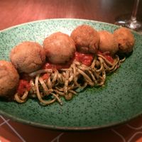 Polpettine with linguine and pesto at Le Chef Bistrô in Recife