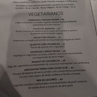Vegan menu options (entrées) at Le Chef Bistrô in Recife