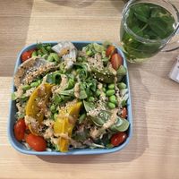 Edamame Salad Bowl with vegan gyoza mix and peanut sauce   at Homei Gyoza in Bonn