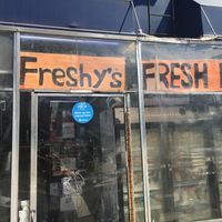Sign in front at Freshy's in New York City