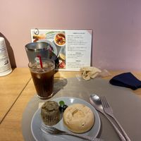 my food (earl grey muffin and a donut which flavour i forgot haha😅)  at An39 in Osaka