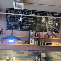Menu board inside at An39 in Osaka