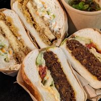 The one in front is the Superiority Burger. The soup tastes great too...! at Superiority Burger in Tokyo