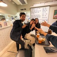 With friends at Superiority Burger in Tokyo