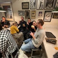 With friends at Superiority Burger in Tokyo