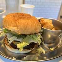 BBQ Burger with fries  at Superiority Burger in Tokyo