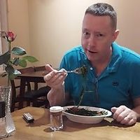 Me happy at Tung's Kitchen in Hanoi