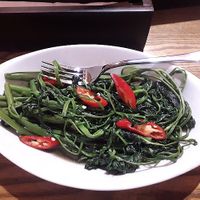 Morning Glory with peppers and Garlic at Tung's Kitchen in Hanoi