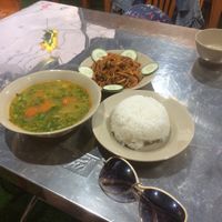 Lemongrass mushrooms and curry with rice  at Huong Tu Bi in Hoi An