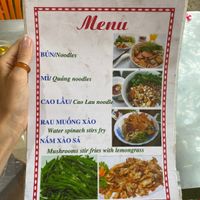 Menu at Huong Tu Bi in Hoi An