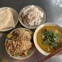 Banana flower salad and noodle curry  at Huong Tu Bi in Hoi An