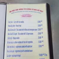 New menu incl. prices at Huong Tu Bi in Hoi An