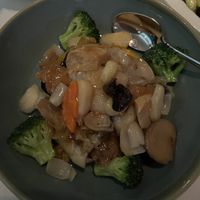Braised bamboo pith, pumpkin, superior vegetables  at Above & Beyond in Kowloon