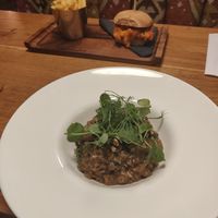 Mushroom risotto and sweet potato burger at The Keys in Hoyland